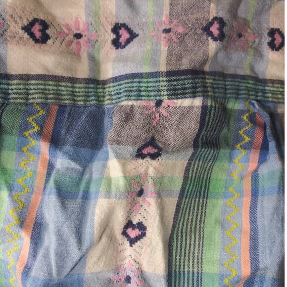 Vintage Cabin Creek Blue Plaid Heart Motif Soft Girl Button Front Shirt Medium - Picture 4 of 7